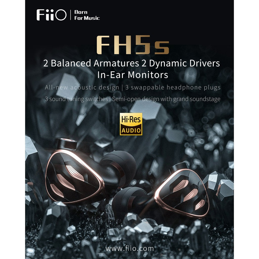 FiiO FH5s, Hybrid Driver In-Ear Monitors: with 2DD 2BA High Resolution MMCX Earphones IEM (FH5 S, FH 5S)