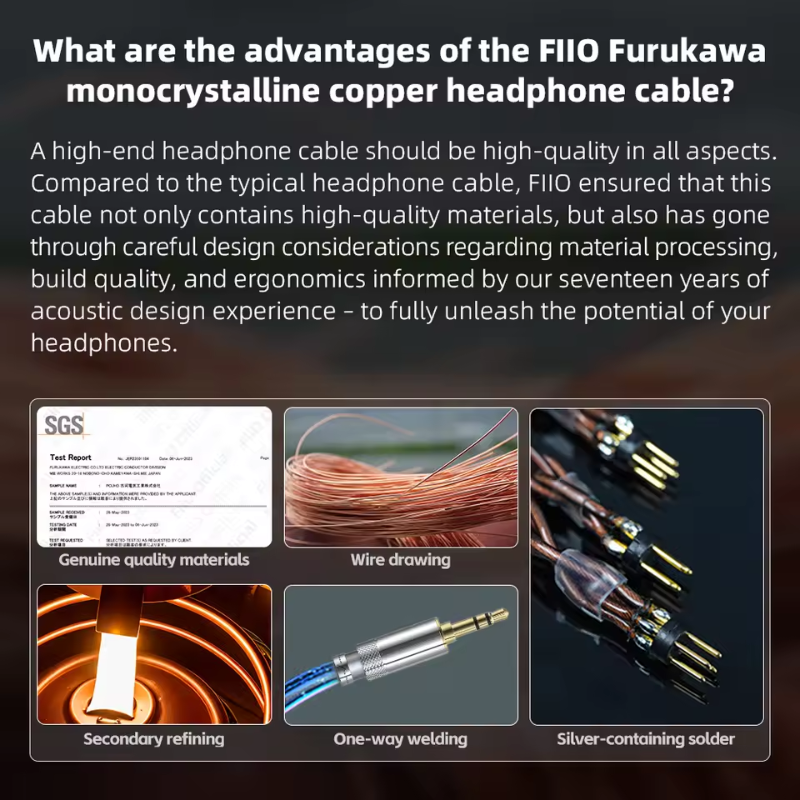 FiiO LC-RC 2024, In-Ear Monitors Upgrade Cable: High-Purity Furukawa Copper MMCX IEM Cable with Swappable Plugs (LCRC)