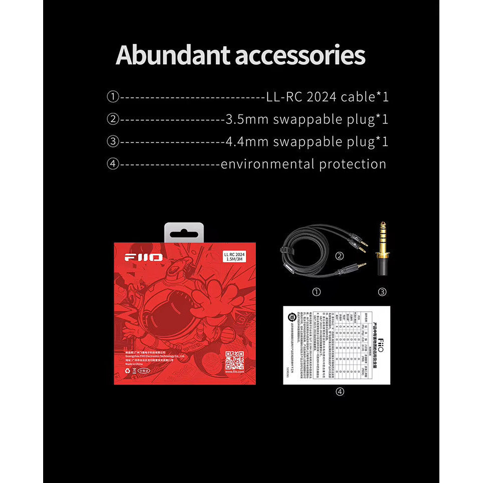 FiiO LL-RC 2024, Headphone Upgrade Cable: Furukawa Copper Balanced Dual 3.5mm Interconnect Cable (Fiio LLRC LL RC 2024)
