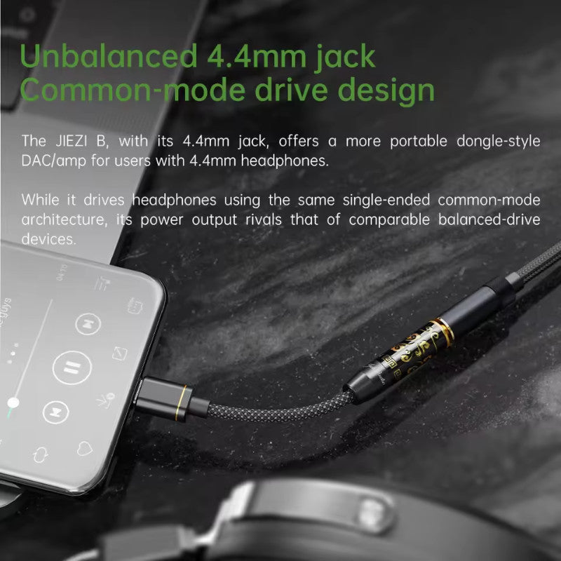 FiiO JadeAudio JIEZI, DAC and Amplifier: Dongle 3.5mm / 4.4mm Portable Hi-Res DAC/AMP with 10-Band PEQ (JIE ZI)