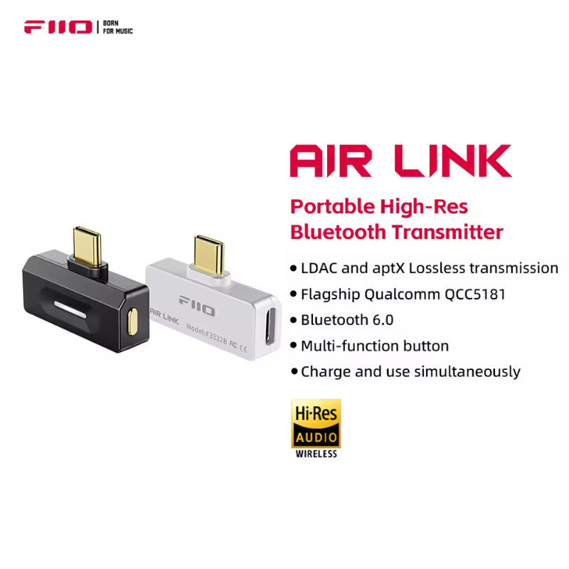 FiiO Air Link, Bluetooth Transmitter: Qualcomm QCC5181 Chip Bluetooth 6.0 Transmitter aptX Lossless LDAC (AirLink)