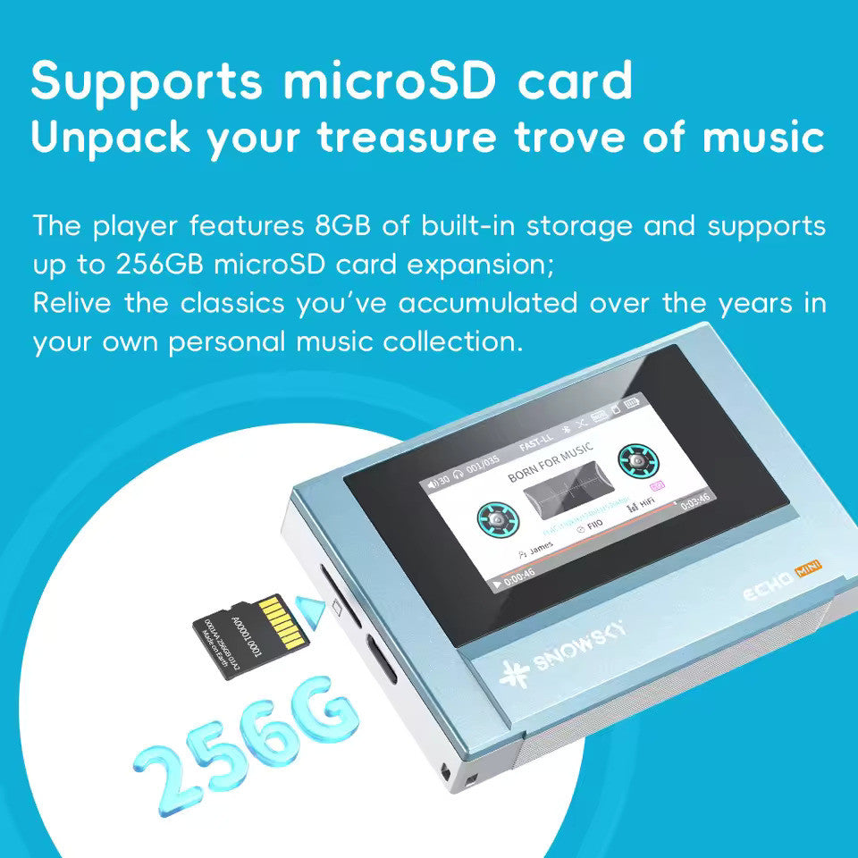 Snow Sky Echo Mini: HiFi Bluetooth MP3 Music Player, 15 Hours Playback, 3.5mm/4.4mm Headphone Outputs (FiiO Echo Mini)