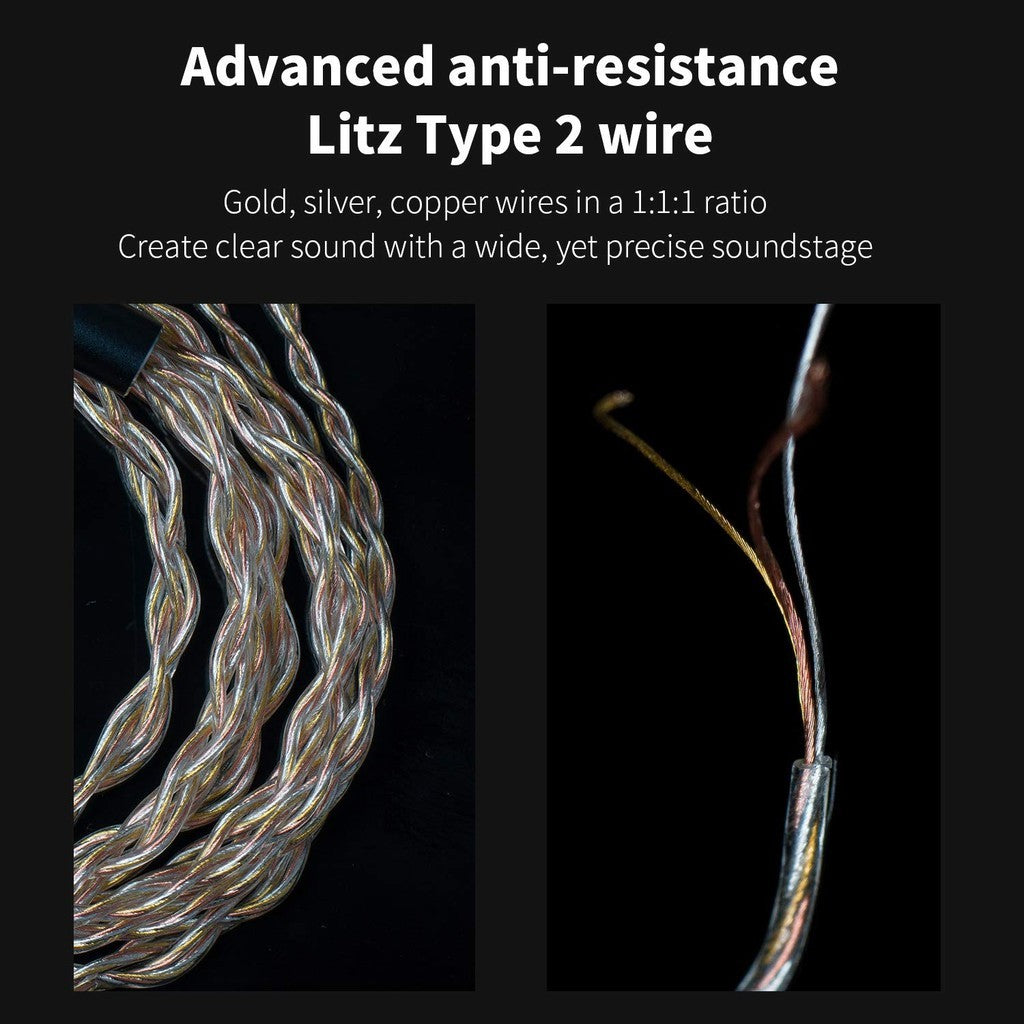 FiiO LC-RE, Upgrade MMCX Cable: Gold, Copper, and Silver Wires with Swappable Plugs, 240 Wires Headphone Cable (LC RE)