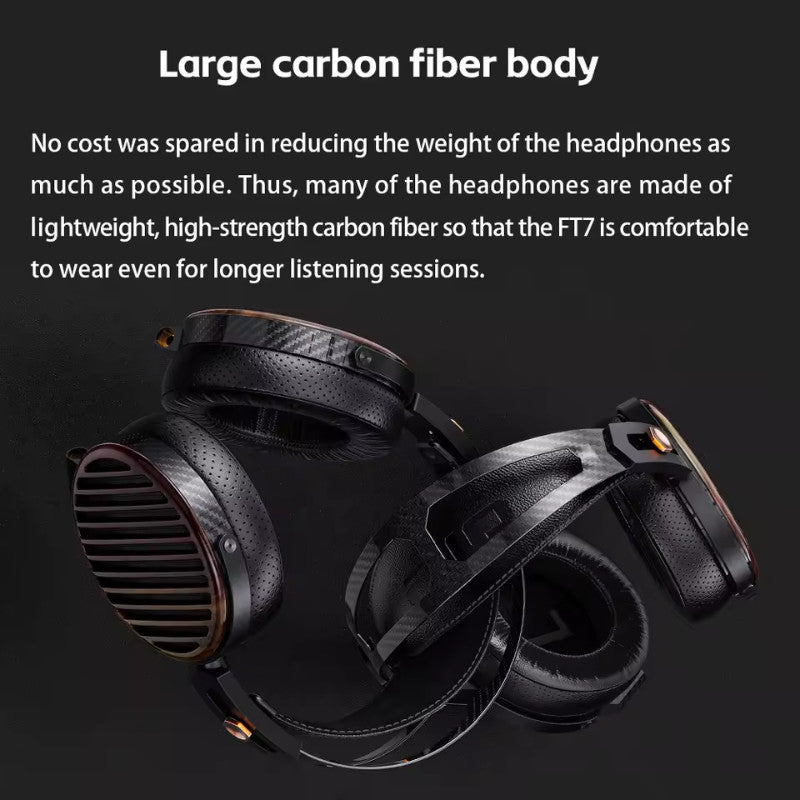 FiiO FT7, Open-Back Planar Magnetic Headphones: Flagship 1μm ultra-thin 106mm Gold Diaphragm, Carbon Fiber Build (FT 7)