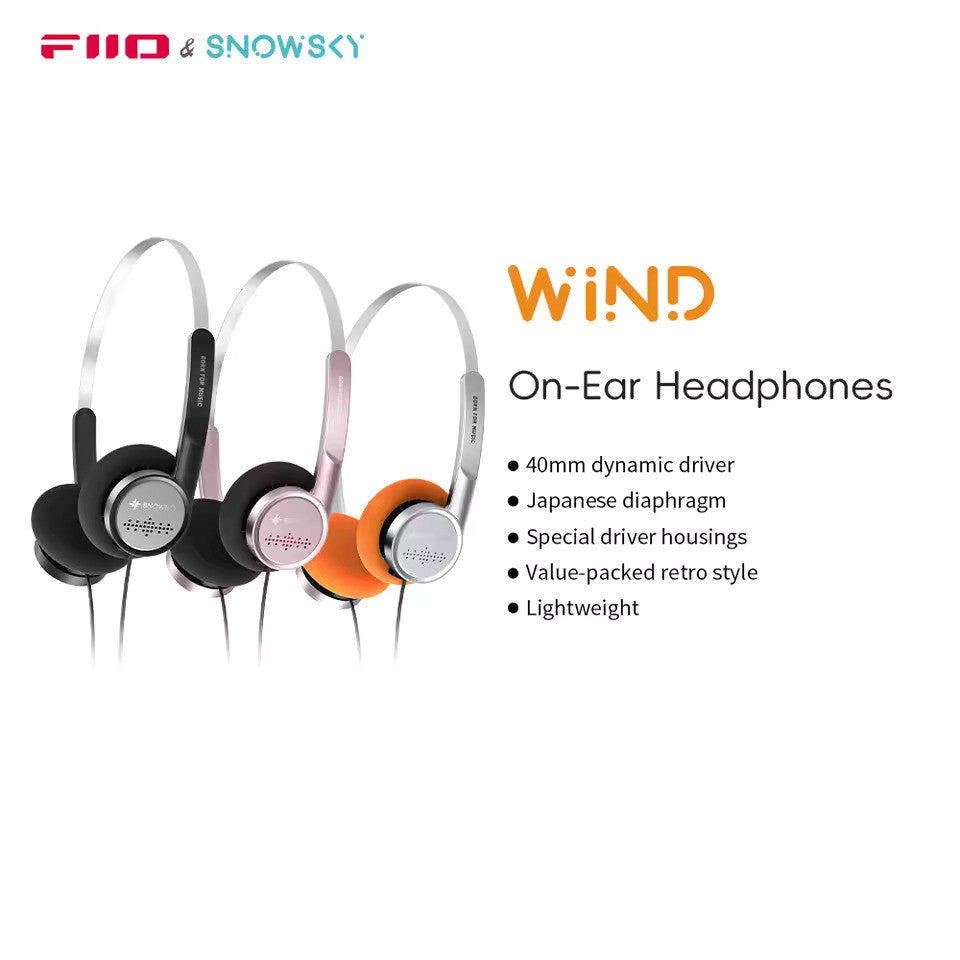Snow Sky Wind: 3.5mm On-Ear Headphones with Microphone, 40mm Drivers, HiFi Sound for Recording and Gaming (FiiO Wind)