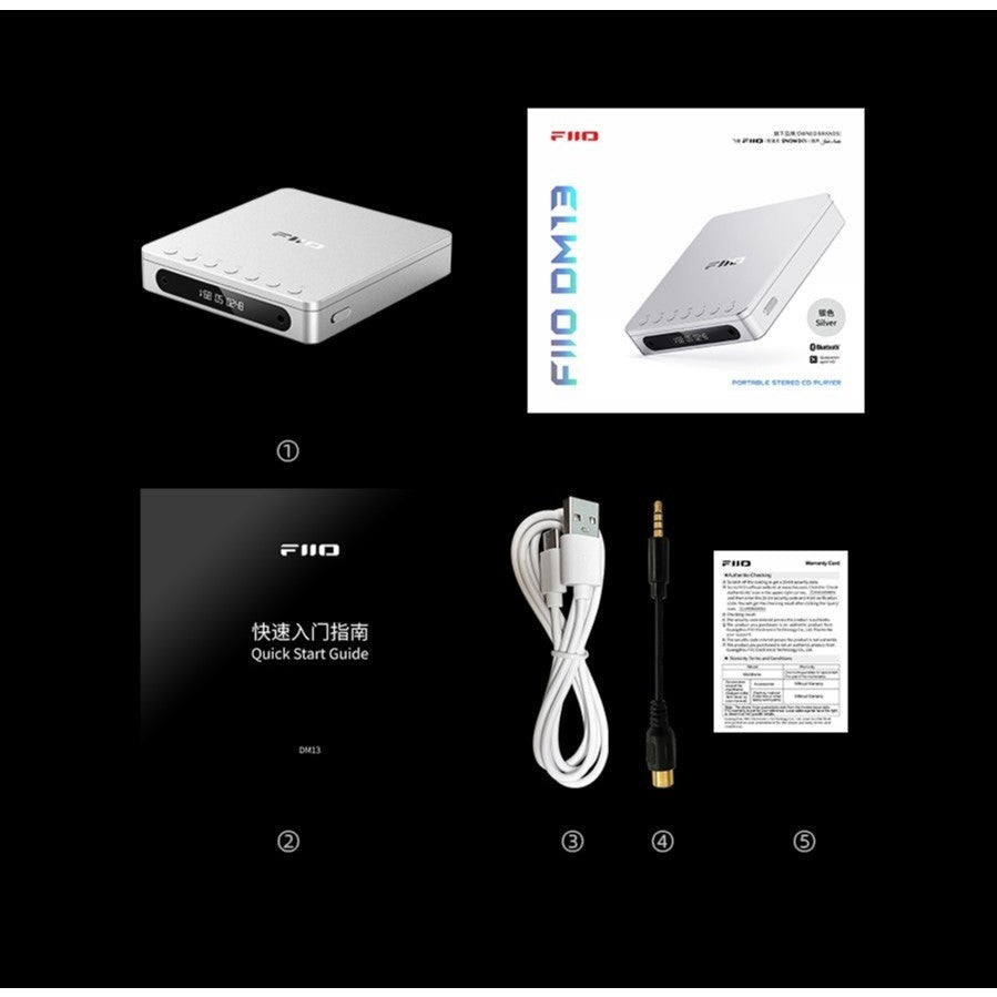 FiiO DM13 BT, CD Player: Dual CS43198 DAC Bluetooth aptX HD Balanced 660mW Disc Player (Fiio DM 13 BT)
