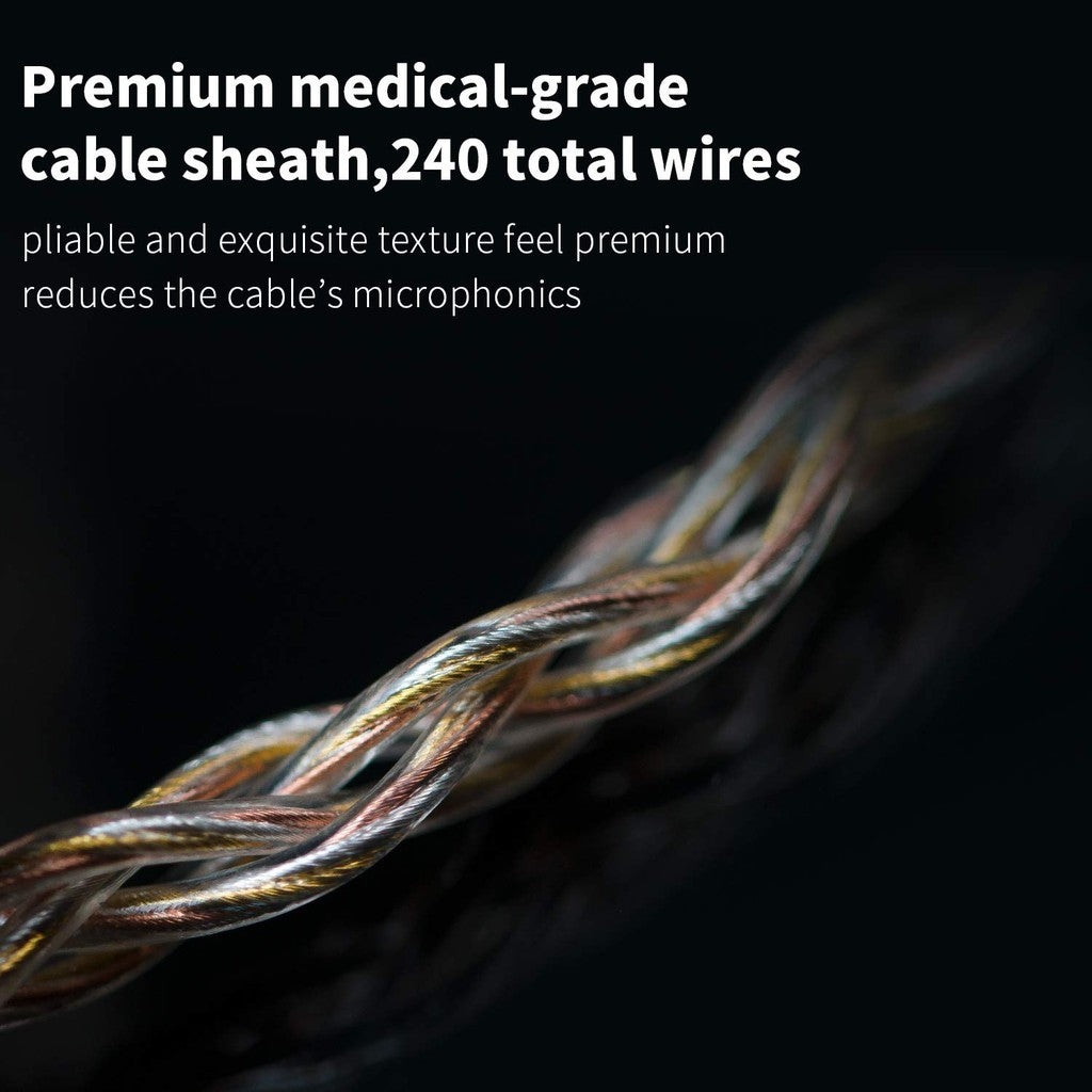 FiiO LC-RE, Upgrade MMCX Cable: Gold, Copper, and Silver Wires with Swappable Plugs, 240 Wires Headphone Cable (LC RE)
