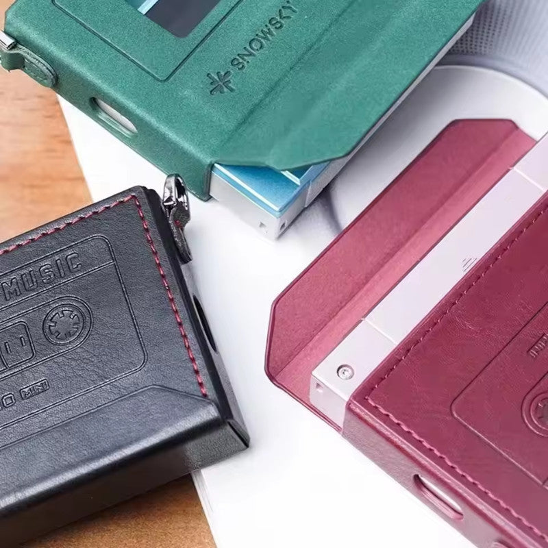 Snow Sky SK-ECHO MINI, Protective Leather Case: Custom 1:1 Fit Magnetic PU Retro Casing (FiiO EchoMini)