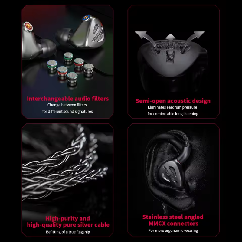 FiiO FH9, In-Ear Monitors: 13.6mm DLC Dynamic Driver 6 Knowles BA Titanium Alloy Shell Tuning Filters IEM (FH 9)