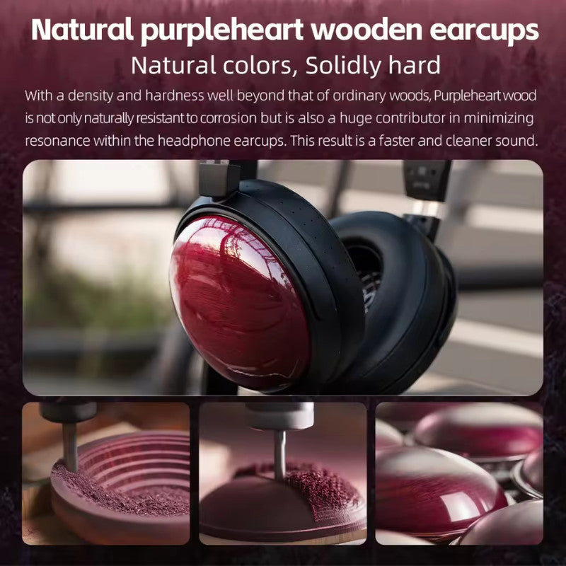 FiiO FT13, Closed-Back Headphones: Natural Purpleheart Wood 60mm Dynamic Driver Wired Headphone (FT 13)