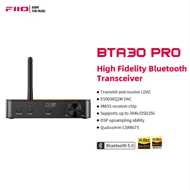 FiiO BTA30 Pro DAC and Amplifier: Bluetooth 5.0 Transceiver ES9038Q2M DAC LDAC Hi-Res USB/Optical/Coaxial Inputs DAC/AMP