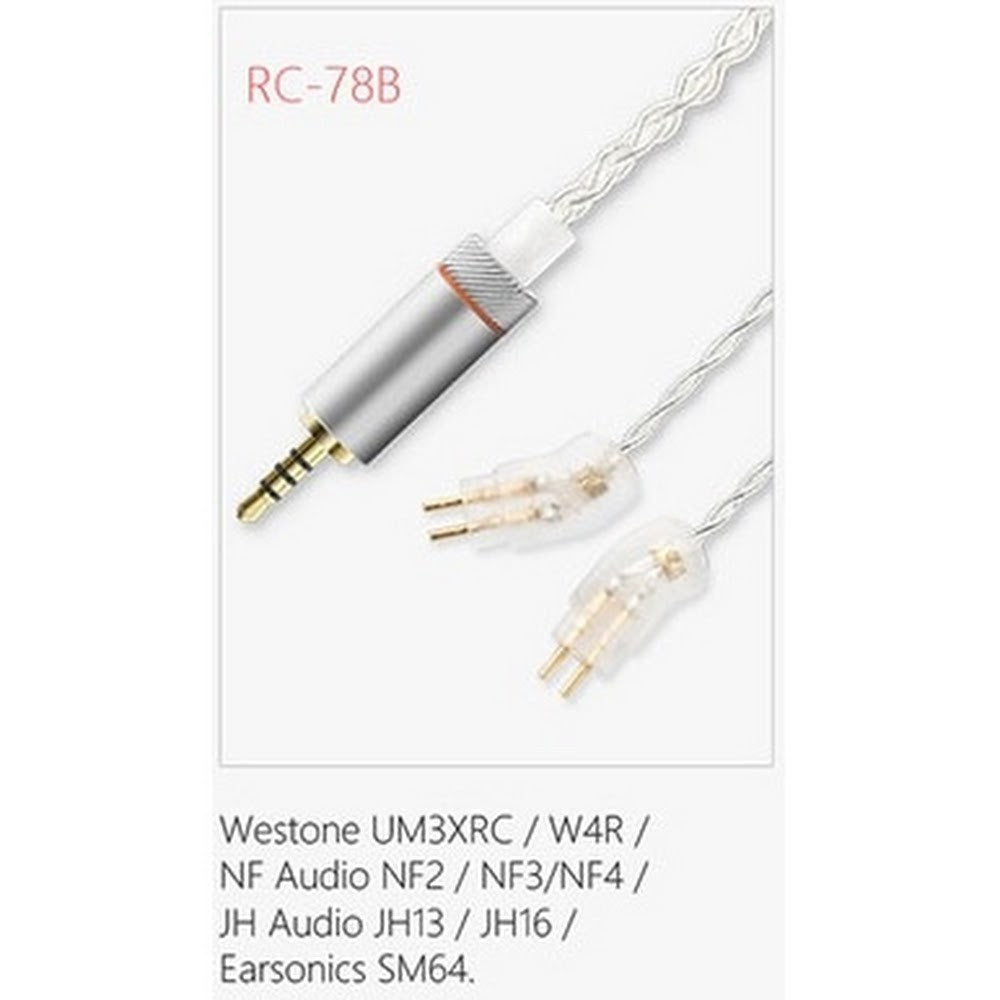 FiiO RC-78B or RC-UE2B In-Ear Monitors Replacement Cable: 0.78MM 2.5MM Dual Pin Silver-Plated IEM Cable (RC 78B UE 2B)