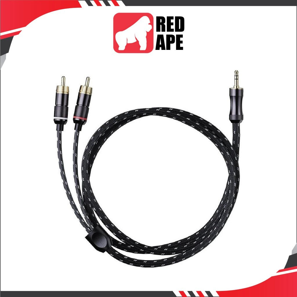 FiiO LR-3.5A, 3.5mm to Dual RCA Audio Cable: 3.5mm Male to Dual RCA Male Analog Audio Cable (1Mtr, LR3.5A, LR 3.5A)