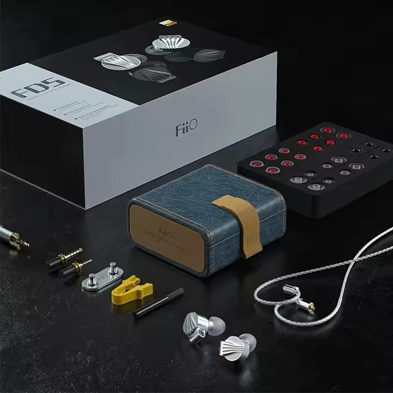FiiO FD5 In-Ear Monitors: 12mm Beryllium-Coated DLC Diaphragm Single Dynamic Driver Interchangeable Plugs Earphones IEM