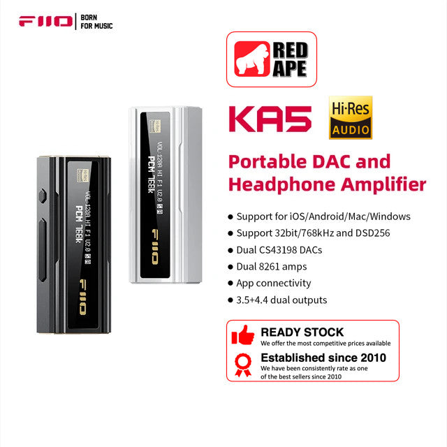 FiiO KA5, Portable DAC and Amplifier: with 3.5, 4.4 and Optical Outputs DAC/AMP (KA 5)