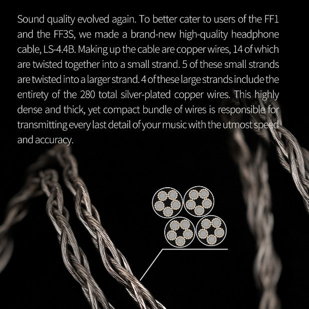 FiiO LS-4.4B, In-Ear Monitors Upgrade Cable: 2-Pin 0.78 Balanced 4.4MM Dual Pin Replacement Cable (LS4.4B, LS 4.4B)
