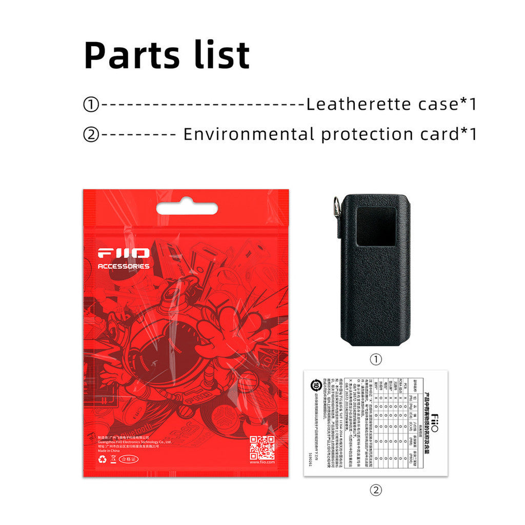 FiiO SK-BTR15, Case: Protective Leatherette Case for Dongle DAC with Lanyard Casing (Fiio SK BTR15)