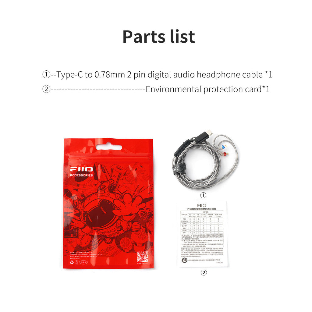 FiiO LS-TC1, In-Ear Monitors Upgrade Cable with Microphone: Type-C to 0.78mm 2-Pin, IEM Replacement Cable (LS TC1)