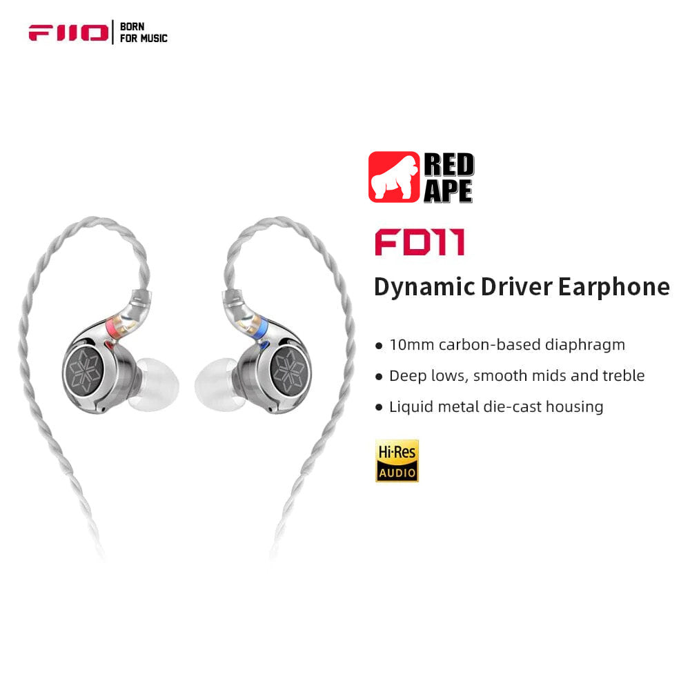 FiiO FD11, Dynamic Driver In-Ear Monitors: with 0.78mm Detachable Cable High Performance Deep Bass Earphones IEM (FD 11)
