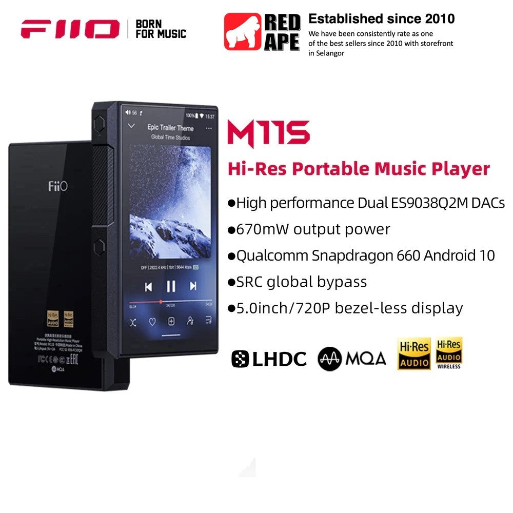 FiiO M11S, Portable Digital Audio Player: MQA Android Snapdragon 660 MP3 Music Player DAP (2022 Updated Ver, M11 S)