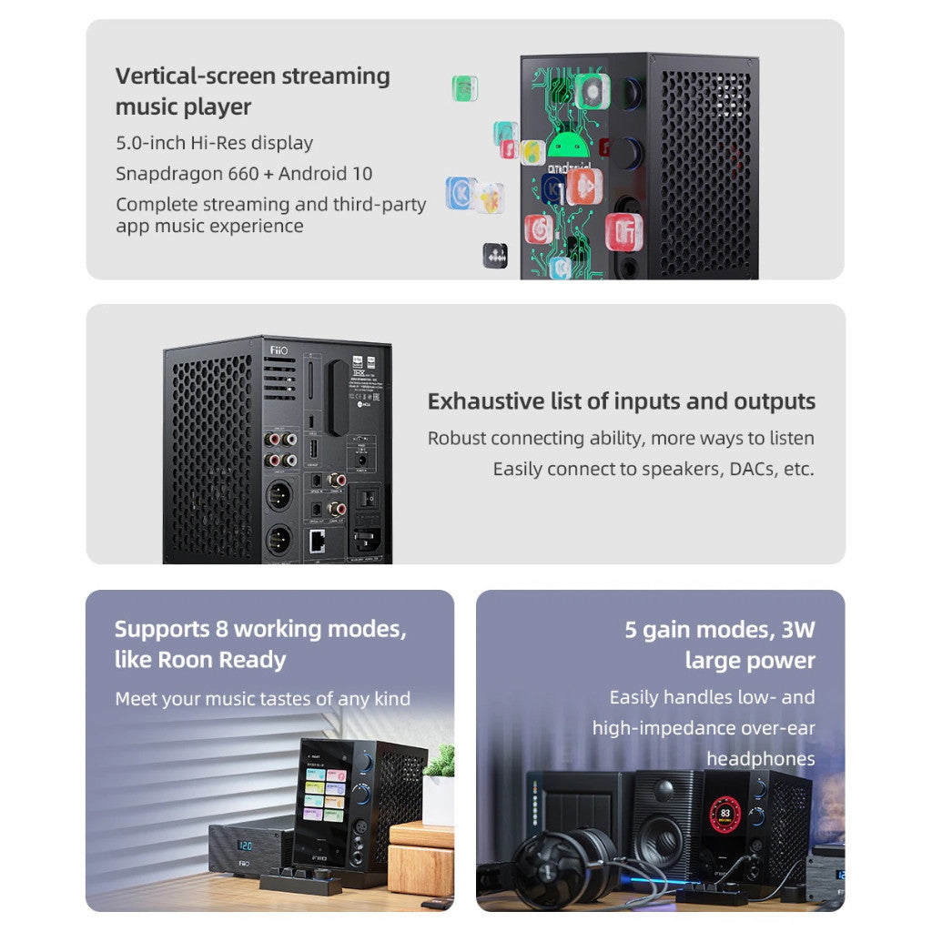 FiiO R7, Digital Audio Player with DAC and Amplifier: Snapdragon 660 Android 10 Roon Ready Desktop DAP/DAC/AMP (R 7)