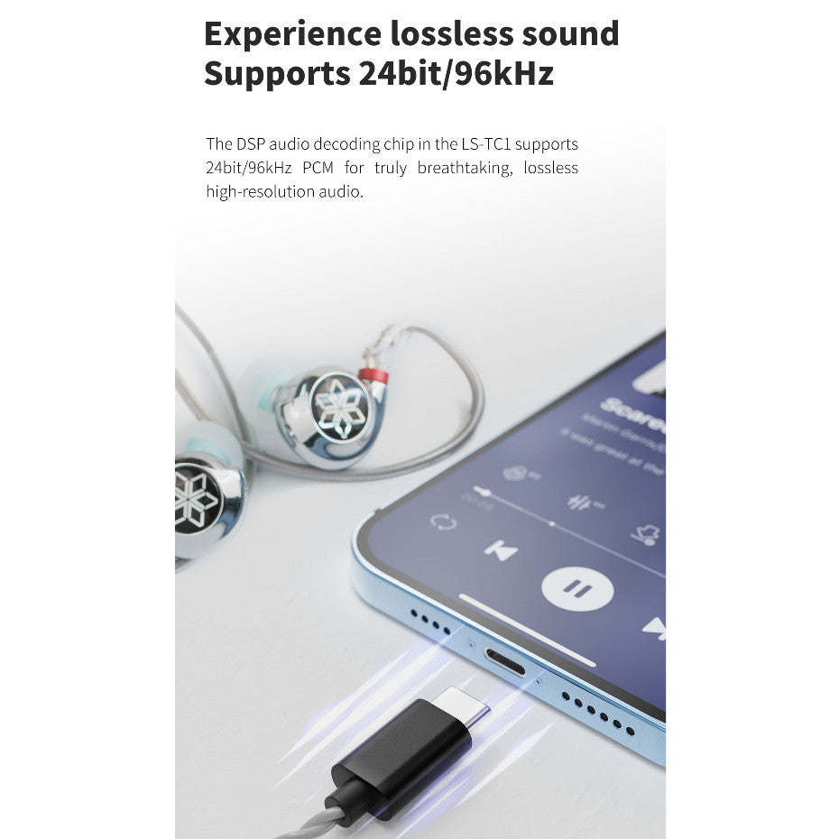 FiiO LS-TC1, In-Ear Monitors Upgrade Cable with Microphone: Type-C to 0.78mm 2-Pin, IEM Replacement Cable (LS TC1)