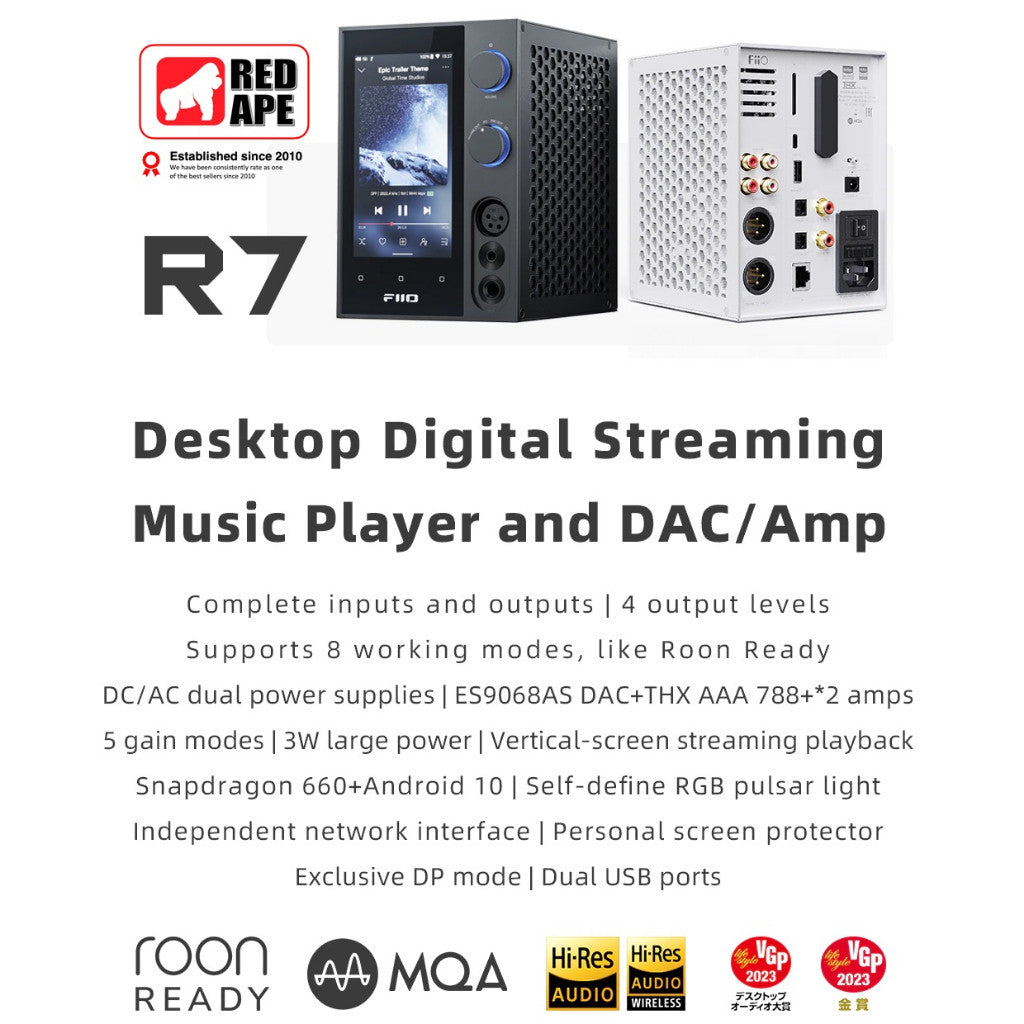 FiiO R7, Digital Audio Player with DAC and Amplifier: Snapdragon 660 Android 10 Roon Ready Desktop DAP/DAC/AMP (R 7)