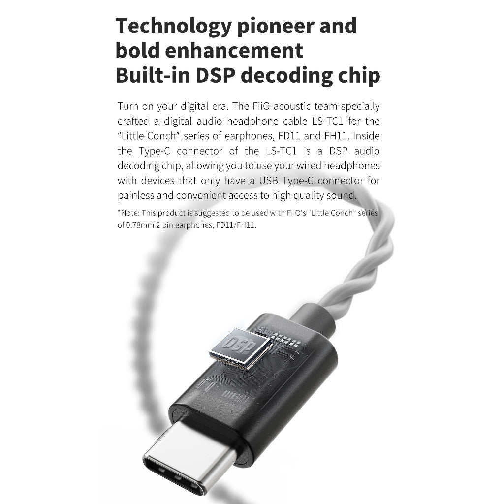 FiiO LS-TC1, In-Ear Monitors Upgrade Cable with Microphone: Type-C to 0.78mm 2-Pin, IEM Replacement Cable (LS TC1)