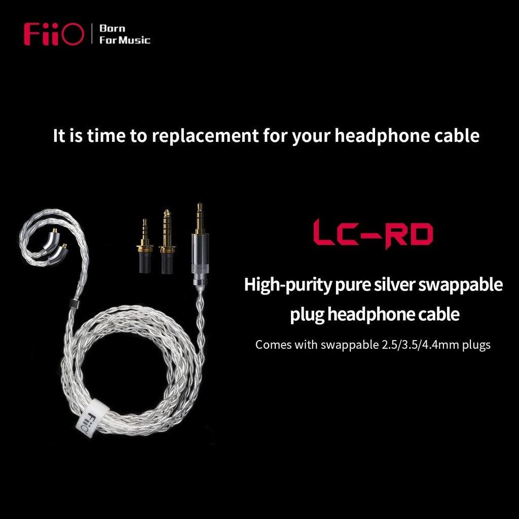 FiiO LC-RD or LC-RD Pro, MMCX In-Ear Monitors Upgrade Cable: with Swappable Plugs MMCX Replacement Cable (LCRD, LCRDPro)