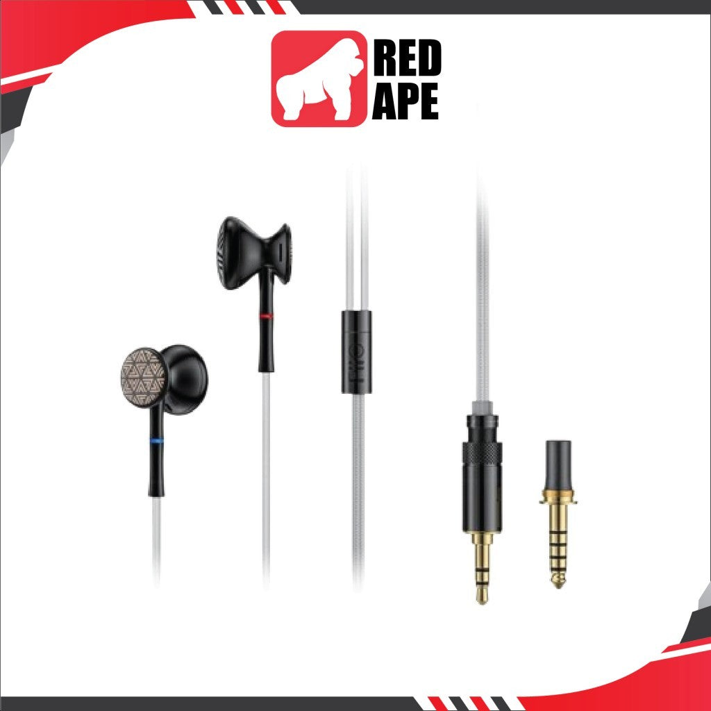 FiiO FF3S, Detachable Flat Buds Earbuds: “Drum” Type Dual-Cavity Wired Earphones (FF3S)